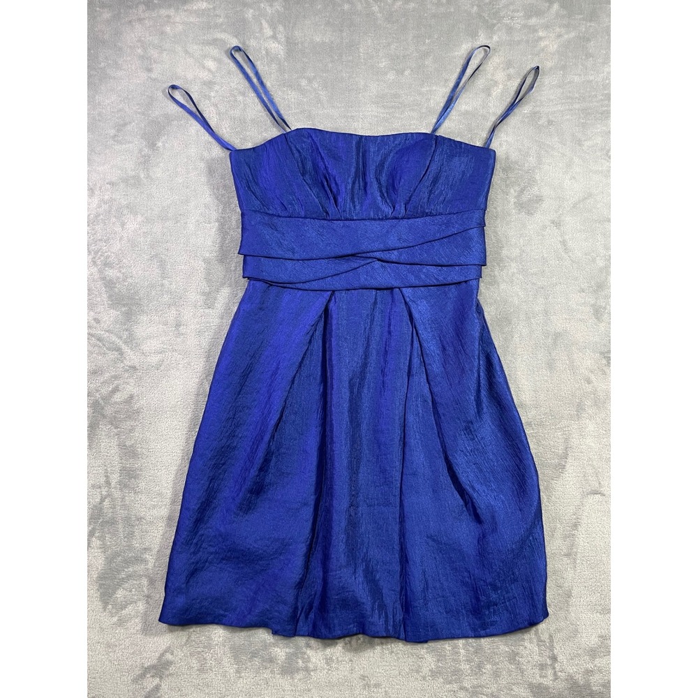 Max and Cleo Sapphire Blue Cocktail Dress Size 10 Pleated Waist FBO6G375
